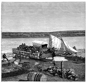 Robert Brown Prints: A ferry on the Vaal River, Transvaal, South Africa, c1890