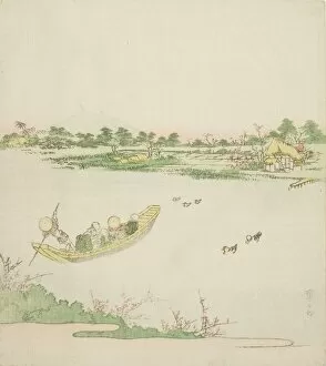 Eisen Keisai Gallery: A Ferryboat Crossing the Sumida River, Japan, c. 1820s. Creator: Ikeda Eisen