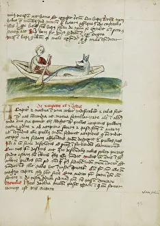 Canine Prints: A Ferryman with a Wolf in a Boat; Fables, third quarter of 15th century. Creator: Unknown