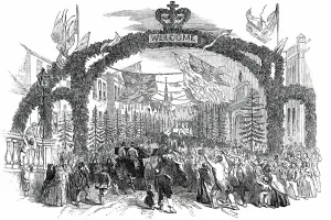 Festivities at Chippenham - the High-Street, from the Bridge - Arrival of Mr. Neeld, M.P. 1850. Creator: Unknown