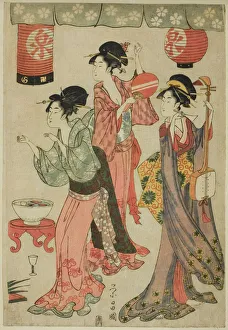 Rice Wine Prints: Festivity at a teahouse, from a parody of Chushingura, c. 1797 / 98