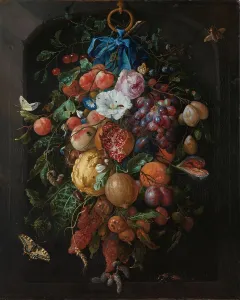 Oranges Prints: Festoon of Fruit and Flowers, 1660-1670. Creator: Jan Davidsz de Heem