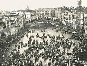 Ponte Di Rialto Prints: Fete Day on the Grand Canal, Venice, Italy, 1895. Creator: Unknown