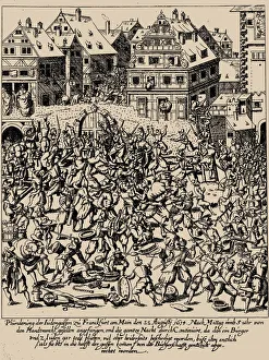 Jewish Life Prints: The Fettmilch Rising. The plundering of the Judengasse in Frankfurt on August 22, 1614, c
