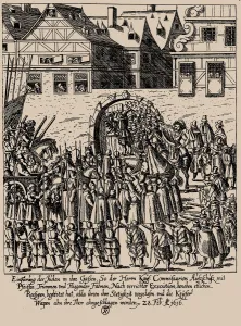 Jewish Life Prints: The Fettmilch Rising. Reintroduction of the Jews in Frankfurt on February 28, 1616, c