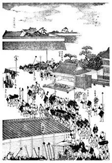 Feudal chiefs procession entering the shoguns palace, Japan, 1904 Feudal chiefs procession entering the shoguns palace, Japan, 1904