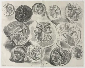 1798 1863 Prints: Feuille de douze medailles antiques, 1825. Creator: Eugene Delacroix (French, 1798-1863)