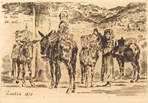 Donkey Ride Gallery: Feuilles d Anes du Midi, 1873. Creator: Felix Hilaire Buhot