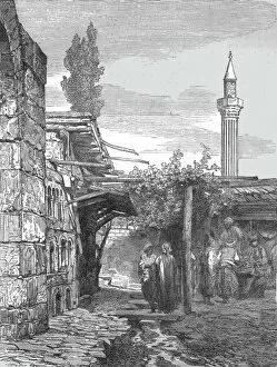 Minarets Gallery: Fez--Street scene in the old town; Visit to the Sultan of Morocco, at Fez, in the spring of 1871
