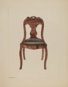 Edith Magnette Prints: Fiddle-back Chair, c. 1937. Creator: Edith Magnette