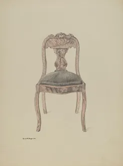 Edith Magnette Prints: Fiddle-back Chair, c. 1937. Creator: Edith Magnette