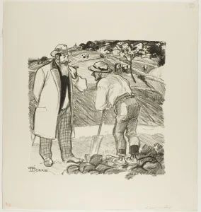 Shovel Prints: The Field Inspector, April 1894. Creator: Theophile Alexandre Steinlen
