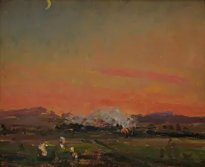 Crescent Moon Prints: In the Field (Sunset in the Ukraine), 1906. Creator: Jan Stanislawski