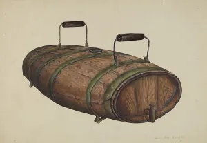 Two Handled Prints: Field Water Keg, c. 1940. Creator: John Price