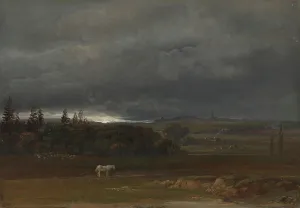 Johan Christian Clausen Dahl Prints: Fields near Dresden with a white Horse, 1819. Creator: Johan Christian Dahl
