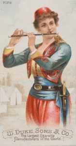 Schumacher And Prints: Fife, from the Musical Instruments series (N82) for Duke brand cigarettes, 1888. 1888