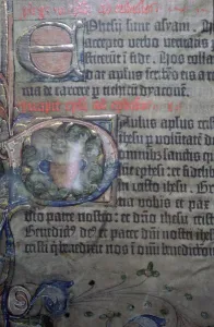 Detail from the fifteenth century Gutenburg Bible, of the opening of Ephesians Detail from the fifteenth century Gutenburg Bible, of the opening of Ephesians