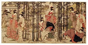 Bamboo Gallery: The Fifth Month, a Set of Three (Gogatsu sambukutsui), from the series 'Twelve Months... c. 1798