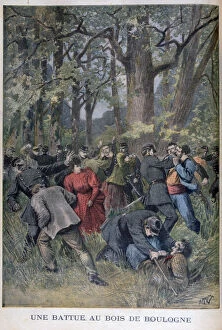 Fight between gendarmes and civilians in the Bois de Boulogne, Paris, 1895. Artist: Henri Meyer