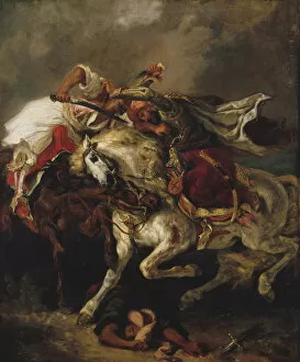 Petit Palais Gallery: The Fight between the Giaur and the Pasha, 1835. Creator: Delacroix, Eugene (1798-1863)