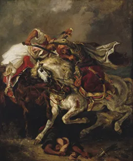 Petit Palais Gallery: The Fight between the Giaur and the Pasha, 1835. Creator: Delacroix, Eugene (1798-1863)