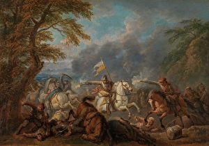 Historical Scene Or Person Prints: Fight between Horsemen, 1717. Creator: Pieter van Bloemen