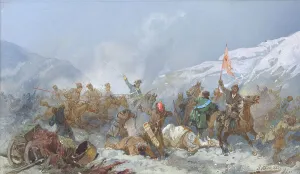 Karazin Nikolaj Nikolaevic Prints: Fight with Pugachev's Troops, 19th century. Creator: Nikolay Nikolaevich Karazin