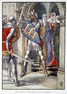 Arthurian Prints: The Fight in the Queens Ante-Chamber, 1911