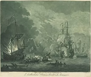 Naval Battle Gallery: Fight against Seven Algerines, 1720s. Creator: Elisha Kirkall