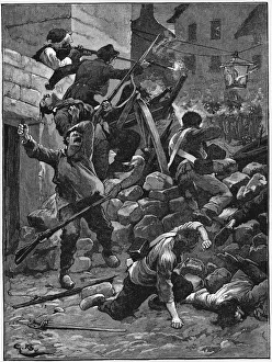 Street Fight Prints: Fighting at the barricades, The July Monarchy, France, 1848 (c1885)