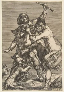 Aggression Prints: Two Fighting Beggars, 1612-16. Creator: Jacques Bellange