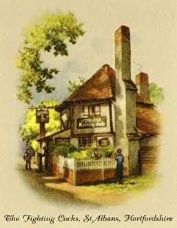 Pub Sign Prints: The Fighting Cocks, St. Albans, Hertfordshire, 1936. Creator: Unknown