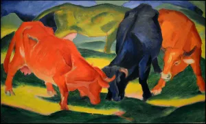 Domestic Animals Prints: Fighting Cows, 1911. Creator: Marc, Franz (1880-1916)
