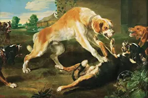 Fight Prints: Fighting Dogs, 1700. Creators: Paul de Vos, Frans Snyders