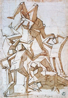 Geometrical Collection: Fighting Figures, 1527-1585. Artist: Luca Cambiaso