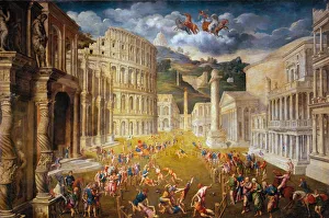 Paris 1500 1571 Prints: Fighting gladiators, c. 1560. Artist: Bordone, Paris (1500-1571)