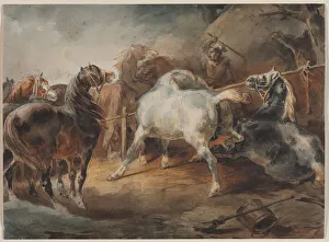 1791 1824 Prints: Fighting Horses, c. 1820. Creator: Theodore Gericault (French, 1791-1824)