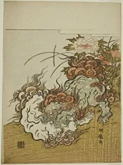 Two Fighting Lions, c. 1772. Creator: Isoda Koryusai