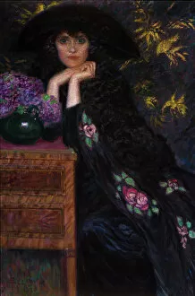 Pointillism Gallery: Figura di Donna (Ritratto di Violette), 1920. Creator: Lionne (Della Leonessa)