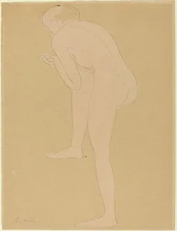 Figure Bending Forward with Right Knee Raised. Creator: Auguste Rodin