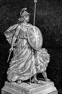 Plymouth Devon England Prints: Figure of Britannia on the Armada Monument, 1890. Creator: Unknown