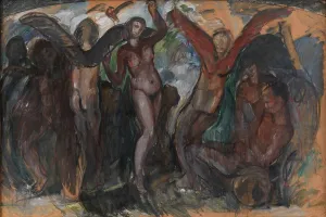 Winged Figures Prints: Figure Composition with Bacchantes, 1914-1915. Creator: Jens Adolf Emil Jerichau