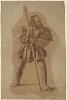 Brown Wash Prints: Figure Costume Study for Columbus Mural