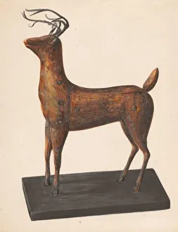 Lowry Mina Prints: Figure of a Deer, c. 1937. Creator: Mina Lowry