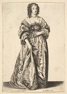 Wenceslaus And Xa0 Prints: Figure of a Lady Standing, 1625-77. Creator: Wenceslaus Hollar