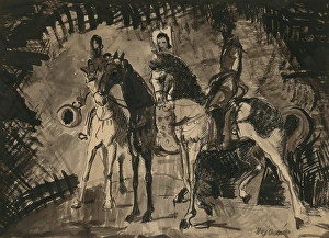 Cyprian Prints: Figure riders, 1938-1942. Creator: Cyprian Majernik