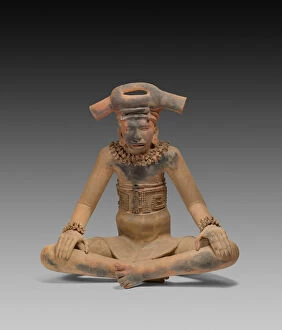 Mesoamerican Collection: Figure of a Seated Leader, A.D. 300 / 600. Creator: Unknown