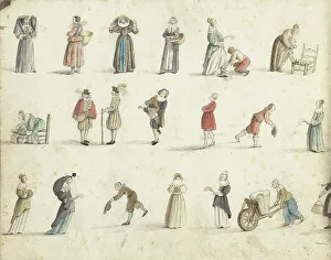 Wheelbarrow Prints: Figure studies, 1648. Creator: Gesina ter Borch
