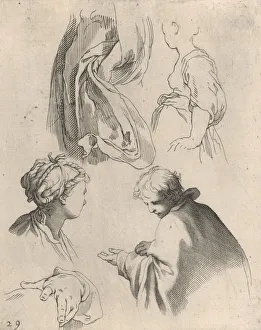 Abraham Bloemaert Gallery: Figure Studies, from Drawing Book, 1650-56. Creator: Frederick Bloemaert