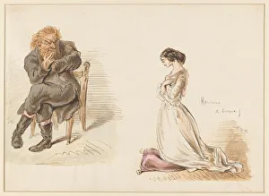 Figure studies of a man and a young girl, 1832-1897. Creator: Alexander Ver Huell